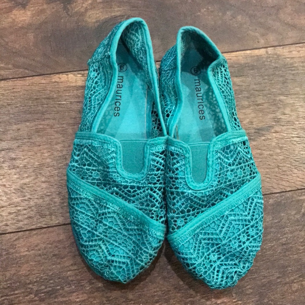 Maurices Teal Lace Slip-On Shoes